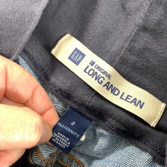 Gap Womens Maternity Jeans Size 2 Original Long & Lean Pull On Bootcut Blue - Picture 2 of 8